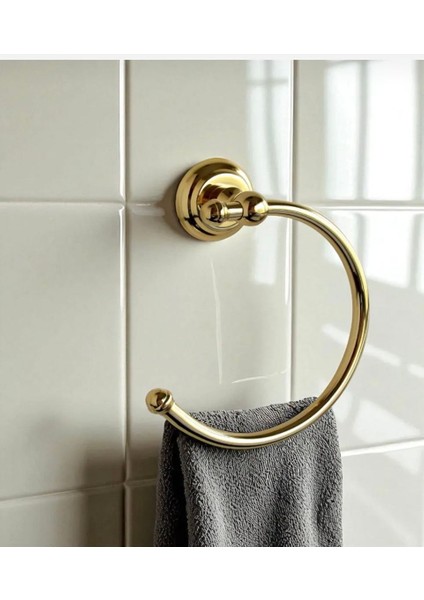 Gold Havluluk Klasik Vintage Tasarım Pirinç Malzeme Parlak Altın Banyo Havluluk