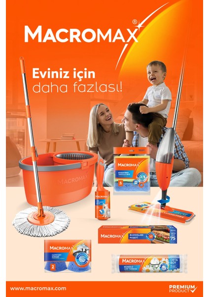 Siyah Turuncu Otomatik Temizlik Seti, Döner ve Mikrofiber Paspasli 360 Derece