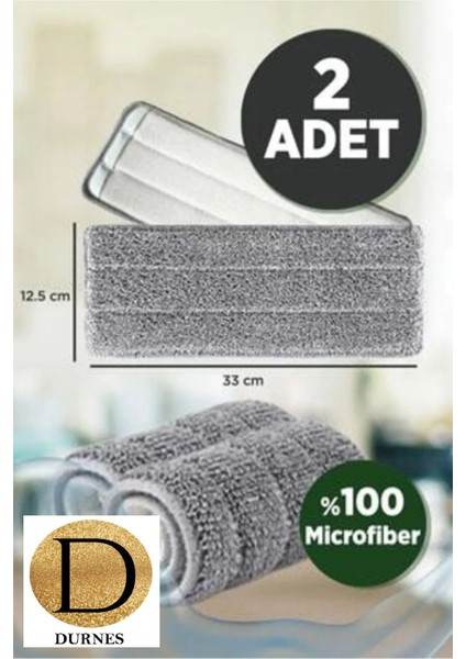 Yumuşak Mikrofiber Yedek Bezler, 2'li Set, 33X12,5 Cm, Gri Renk