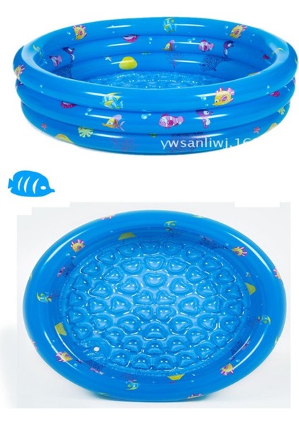 Mavi 3 Boğumlu Şişme Çocuk Havuzu, 100CM, Bebekler Için Eğlenceli ve Rahat Kullanım