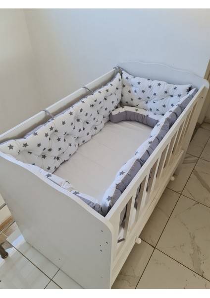 60X100 Beşik Kenar Koruma - 40CM Yükseklik - %100 Pamuk Kumaş - Antialerjik - Yıkanabilir