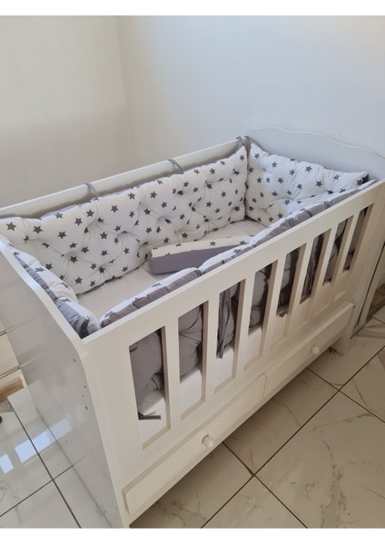 60X100 Beşik Kenar Koruma - 40CM Yükseklik - %100 Pamuk Kumaş - Antialerjik - Yıkanabilir modelleri