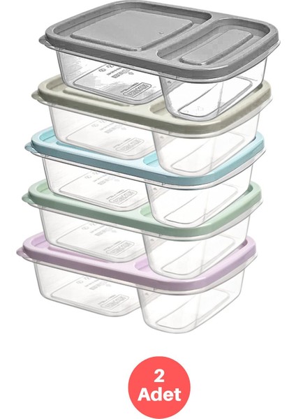 Renkli Bölmeli Taşınabilir Diyet ve Piknik Saklama Kabı, 2'li Set modelleri
