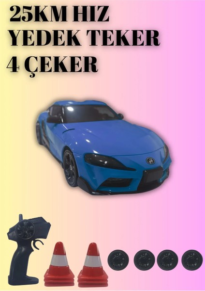 25KM Hız Yapan 2.4ghz Toyota Supra Görünümlü Şarjlı Uzaktan Kumandalı Drift Araba