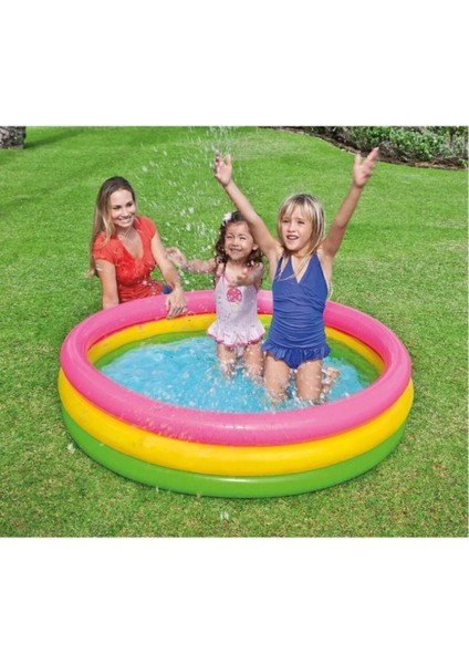 Çok Renkli 3 Bölmeli Yazlık Havuz 147X33 Cm, Eğlenceli ve Kullanışlı Tasarım