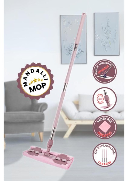 Mandallı Cam ve Yüzey Silme Mop'u, Mikrofiber Hediye, Çok Amaçlı Kullanım