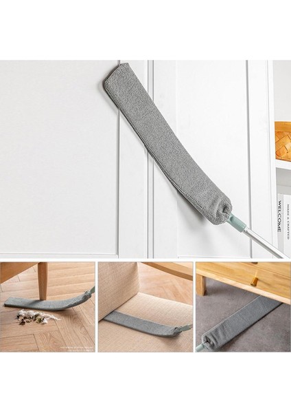 Set Üçgen Camsil ve Dip Köşe Mop, Mikrofiber Toz Alma Baş, Beyaz ve Gri