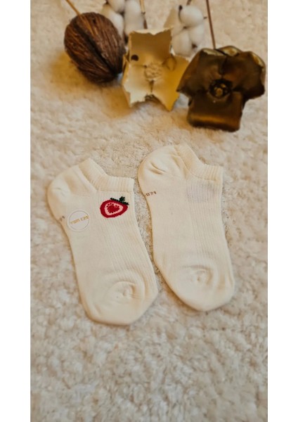 Kadın Işleme Detaylı Pamuklu Dikişsiz Patik Çorap