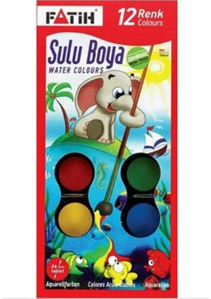 12 Renk Fatih Sulu Boya 35X50 cm Telli Spralli Resim Defteri Resim Paleti Resim Fırçası Temizleme Kabı Suluboya Okul fiyatları