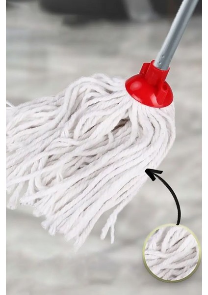 2 Adet Ipli Püsküllü Yedek Mop Paspas Başlığı, Sap Hariç, Set Halinde