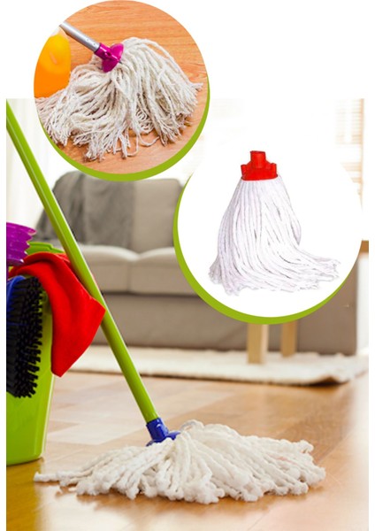 2 Adet Ipli Püsküllü Yedek Mop Paspas Başlığı, Sap Hariç, Set Halinde modelleri