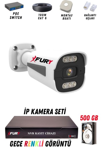 1 Kameralı Ip Güvenlik Kamerası Seti 4mp Gece Renkli Su Geçirmez 1506 500GB fiyatları