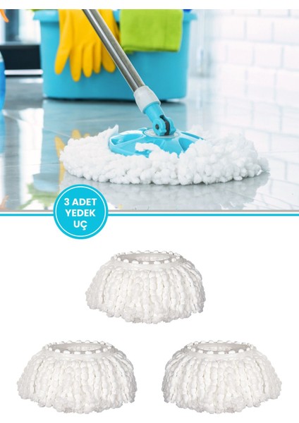 Yedek Mop Seti F173, 3'lü, Temizlik İçin Uygun, Pratik ve Dayanıklı
