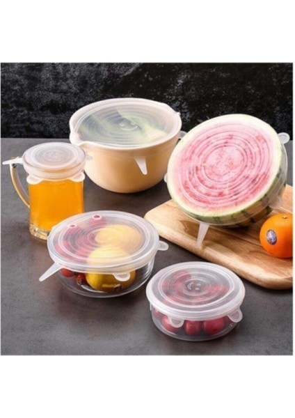 Çok Renkli 6'lı Silikon Strech Kapaklar, Tazeliği Koruyan Esnek Kapaklar