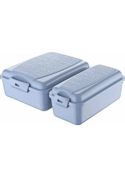 Mavi Renkli Taşımalı Beslenme Kabı Seti, Pratik ve Şık Öğün Kutusu