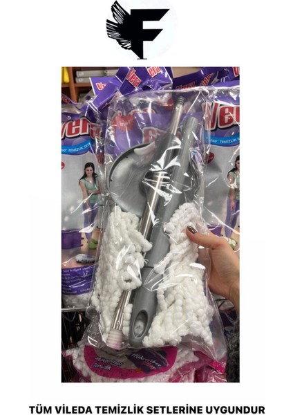 Yüksek Kalite Metal Döner Başlıklı Mikrofiber Mop ve Teleskopik Sap Seti