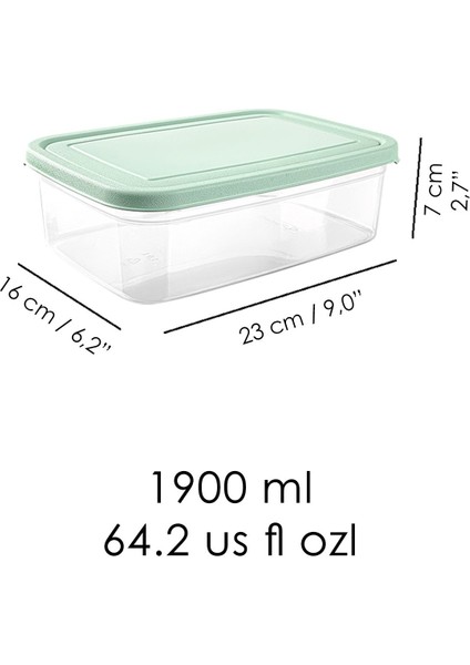 4'lü Yeşil Dikdörtgen Saklama Kabı, Mikrodalga ve Buzdolabı Uyumlu, 1900ML indirimleri