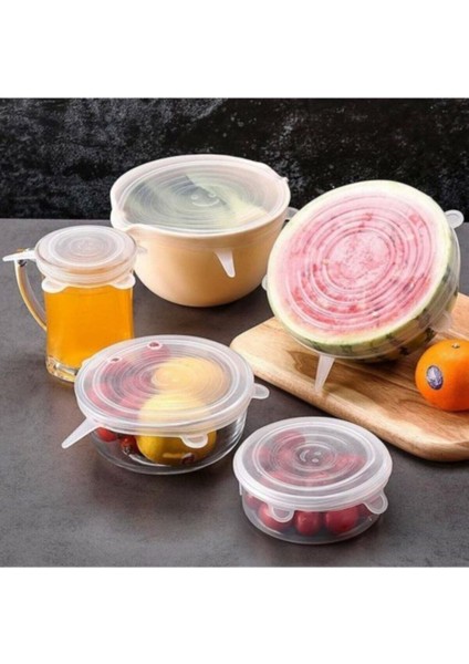 Bej Silikon Kapak Seti, 6'lı, Esnek ve Pratik Mutfak Koruyucu