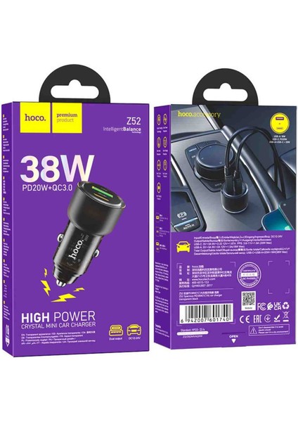 Z52 Pd 38W Type-C ve USB Çıkışlı Araç Şarjı fırsatları