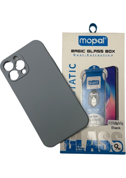 iPhone 13 Pro Max Gri Silikon Kılıf Kırılmaz Cam Hediye