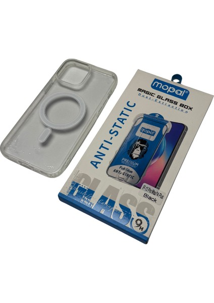 iPhone 13 Pro Max Magsafe Şeffaf Silikon Kılıf Kırılmaz Cam Hediye