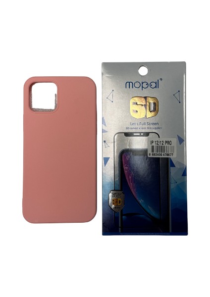 iPhone 12 Pro Pembe Silikon Kılıf Kırılmaz Cam Hediye fiyatları