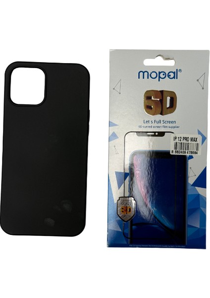 iPhone 12 Pro Max Siyah Silikon Kılıf Kırılmaz Cam Hediye