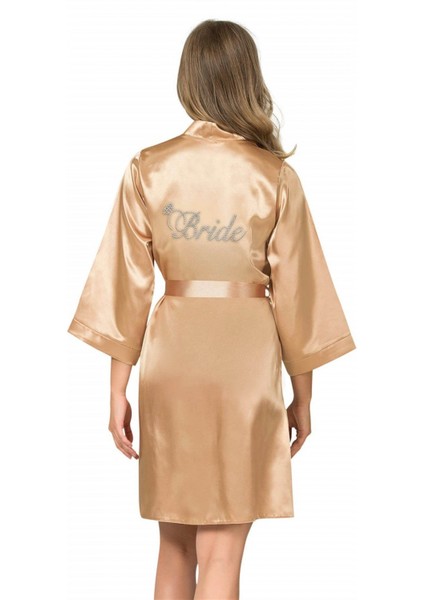 Marsilyan- Gold Kısa Saten Bride Sabahlık