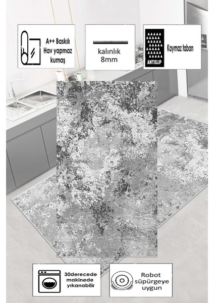 Kaymaz Taban Yıkanabilir Dijital Baskılı Halı Yolluk Mutfak Halısı