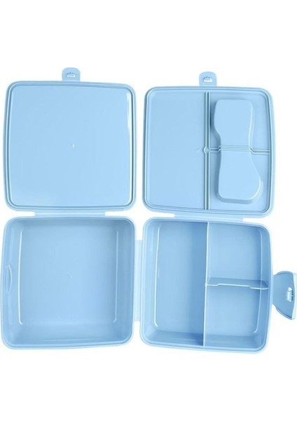 Iki Katlı Kapaklı Pembe Beslenme Çantası, Çatal ve Kaşıklı Saklama Kabı