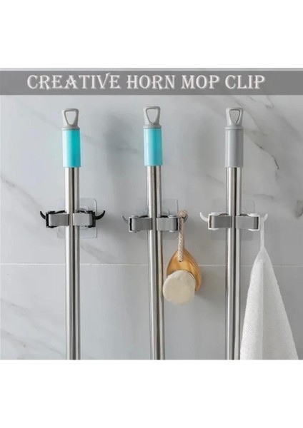 Beyaz 3'lü Çok Amaçlı Askı, Paspas, Süpürge, Fırça ve Mop Tutucu fırsatları