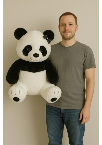 Siyah Tokalı Peluş Panda - 90 cm fiyatları