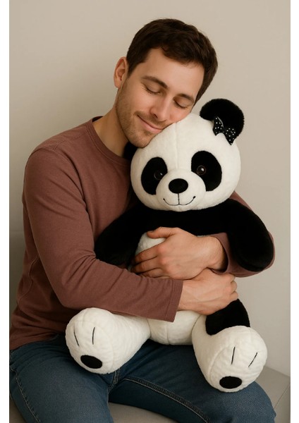 Siyah Tokalı Peluş Panda - 90 cm modelleri