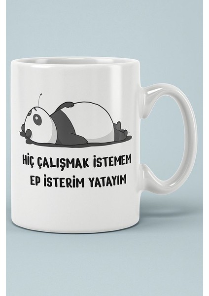 Hiç Çalışmak Istemem Ep Isterim Yatayım Baskılı Kupa Bardak