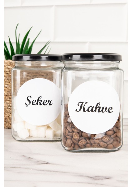 2'li Siyah Metal Kapaklı Kare Cam Saklama Kabı Seti 720 Ml, Şık ve Kullanışlı Ürün