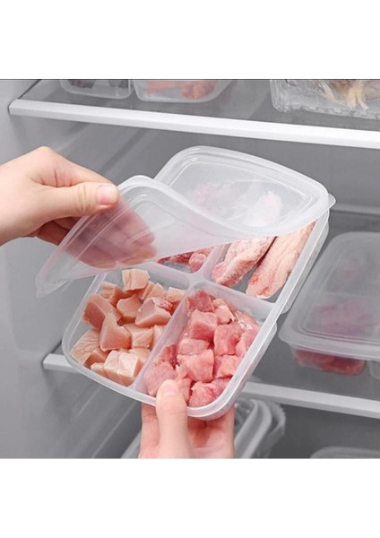 4 Bölmeli Dondurulmuş Et ve Sebze Saklama Kabı, 2'li Set, Turuncu indirimleri