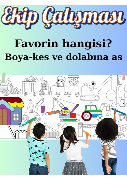 Inşaat Şantiyesi 2.5 Dev Boyama Kağıdı | Doğum Günü Partisi Anaokulu Oyun Hediyesi fiyatları
