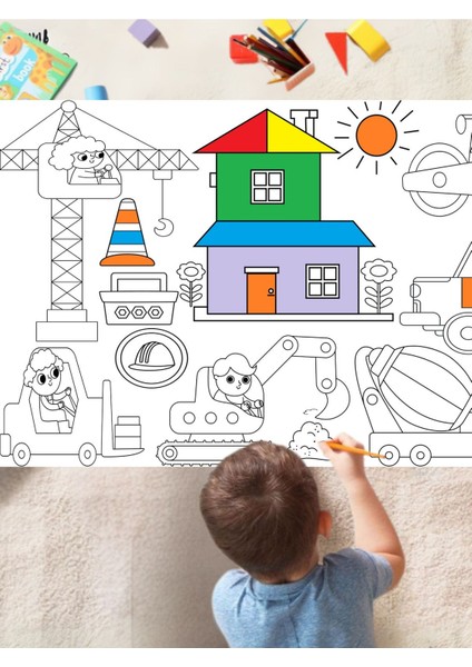 Inşaat Şantiyesi 2.5 Dev Boyama Kağıdı | Doğum Günü Partisi Anaokulu Oyun Hediyesi fırsatları