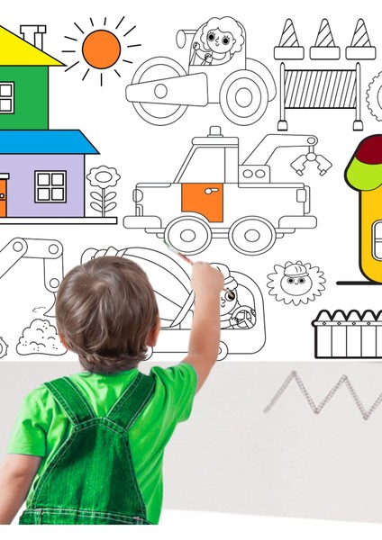 Inşaat Şantiyesi 2.5 Dev Boyama Kağıdı | Doğum Günü Partisi Anaokulu Oyun Hediyesi indirimleri