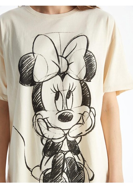 Xsıde Bisiklet Yaka Minnie Mouse Baskılı Kadın T-Shirt (S5) modelleri
