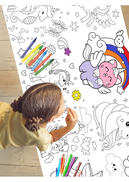 Sevimli Unicornlar Iıı 2.5 M Dev Boyama Kağıdı | Doğum Günü Partisi, Eğlenceli Oyuncak