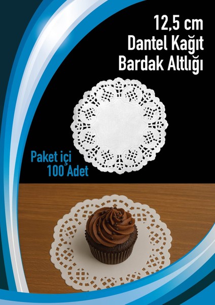12,5 cm Dantel Kağt Bardak Altlığı 100 Adet