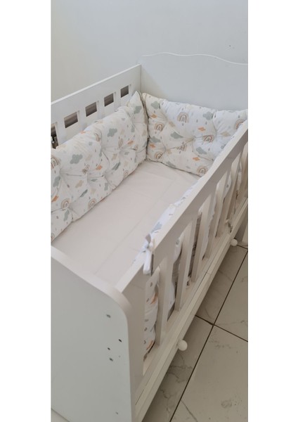 60X100 Beşik Kenar Koruma - 40CM Yükseklik - %100 Pamuk Kumaş - Antialerjik - Yıkanabilir