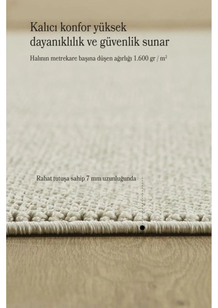 Bukle Kilim Düz Yumuşak Sisal Jüt Taban %100 Polipropilen Tozumaz Oda Koridor Halısı Krem Renk modelleri