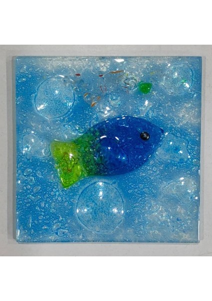 Balık Desenli Banyo Cam Gider Kapağı Süsü 10x10 cm, Şık ve Dekoratif Tasarım