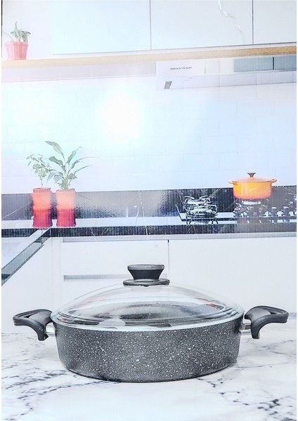 28 cm Granit Karnıyarık ve Pilav Tenceresi, 6-8 Kişilik, Şık ve Dayanıklı Kullanım