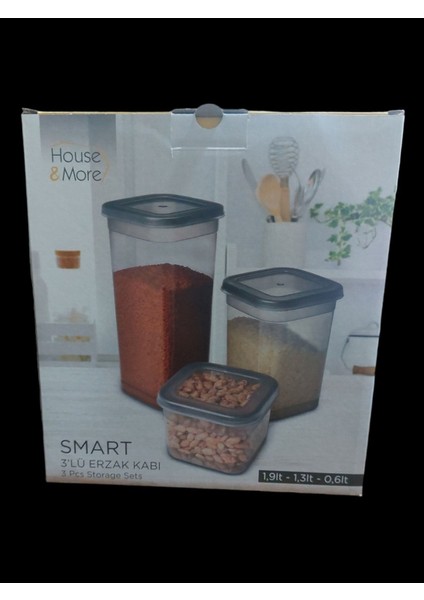 3'lü Saklama Kabı Seti, Plastik, Siyah, 1.9-1.3-0.6 Litre indirimleri