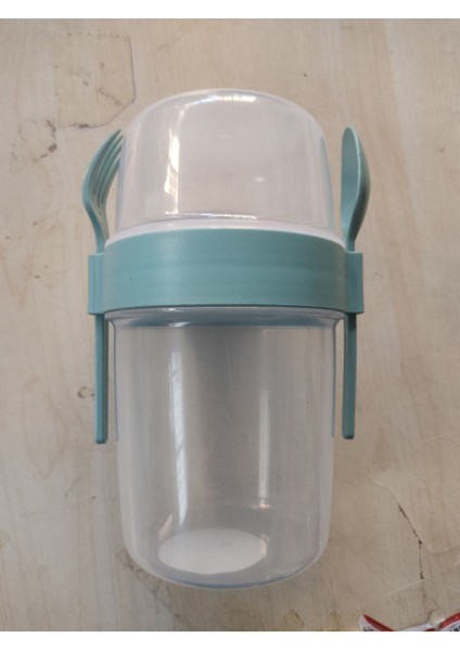 N'go Kaşıklı ve Çatallı 1100ML Müsli Kabı, Yeşil, Şık ve Kullanışlı Tasarım