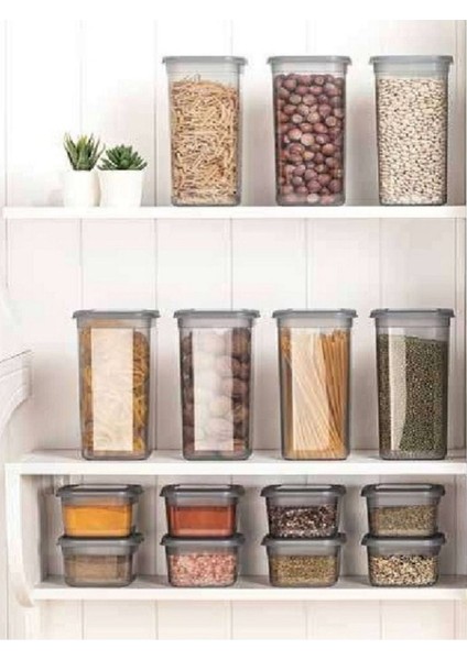 Gri 3'lü Plastik Kare Saklama Seti, Pratik ve Şık Mutfak Çözümü