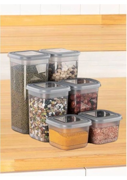 Gri 3'lü Plastik Kare Saklama Seti, Pratik ve Şık Mutfak Çözümü fiyatları